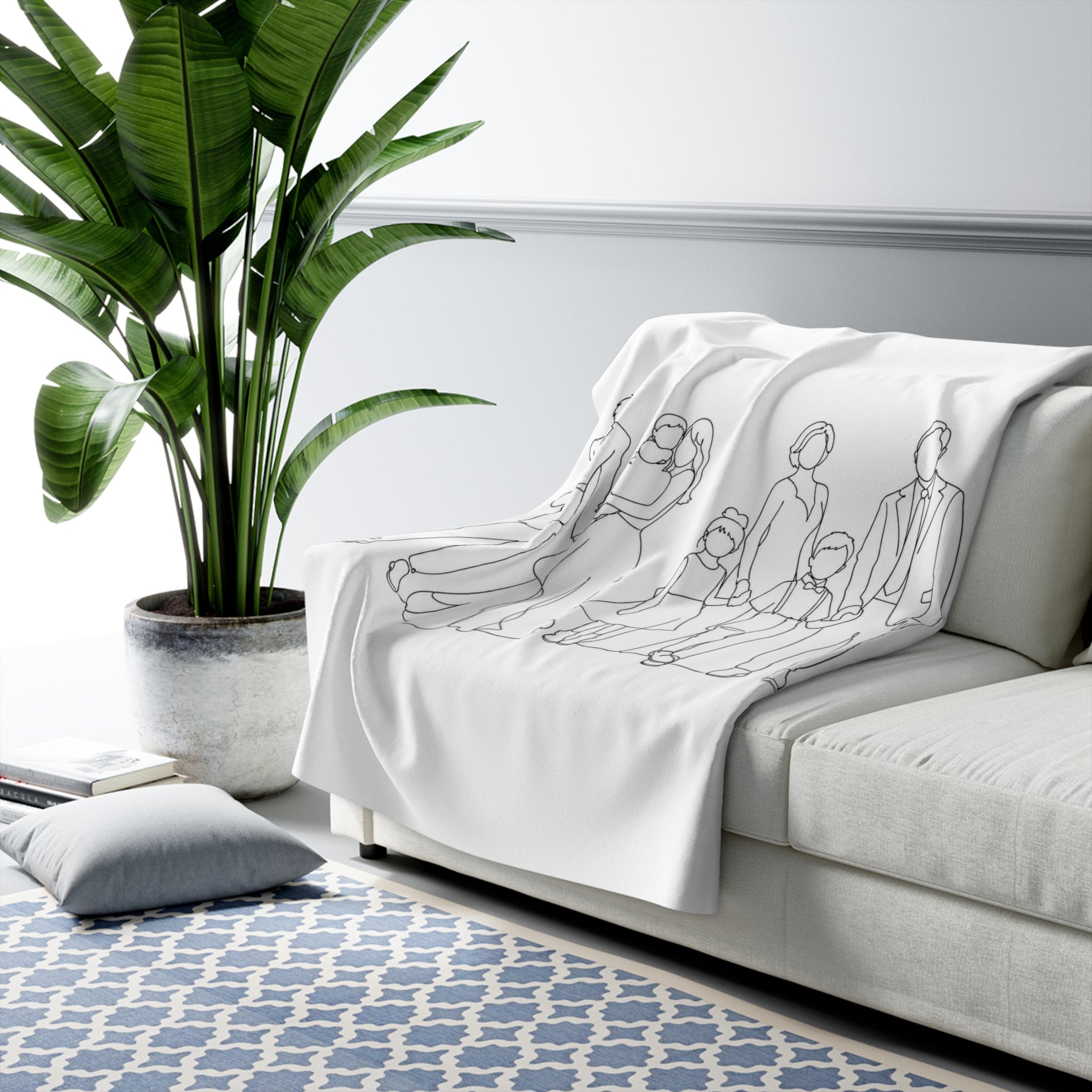 One Line Drawing Sherpa Fleece Blanket