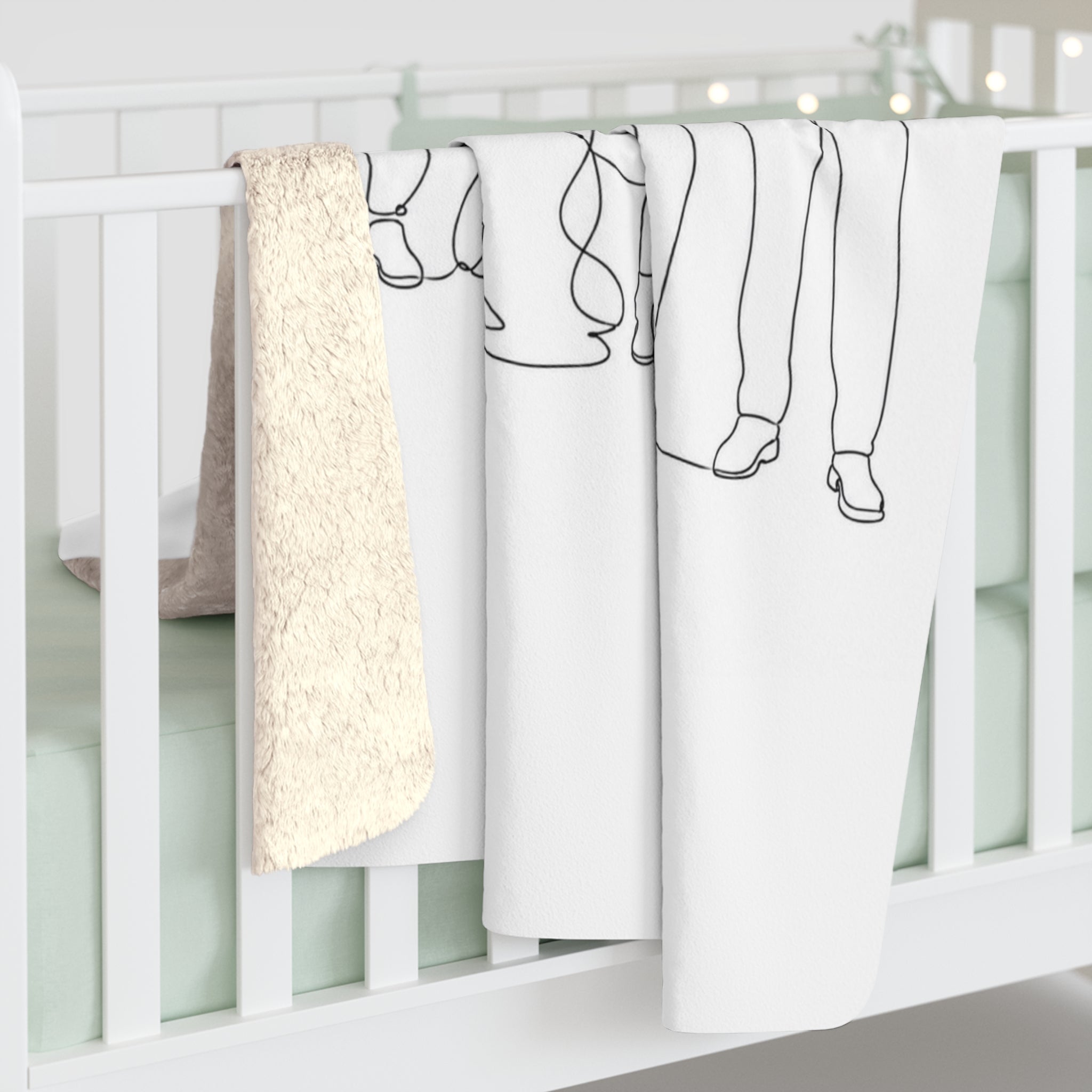 One Line Drawing Sherpa Fleece Blanket