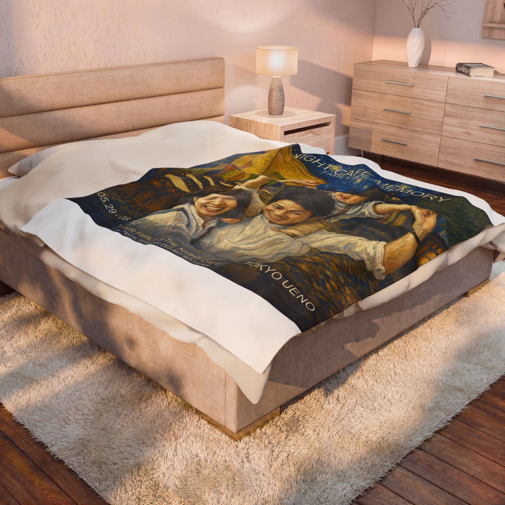 Custom Van Gogh Cafe Portrait from Your Photo - Throw Blanket (2026 Date)