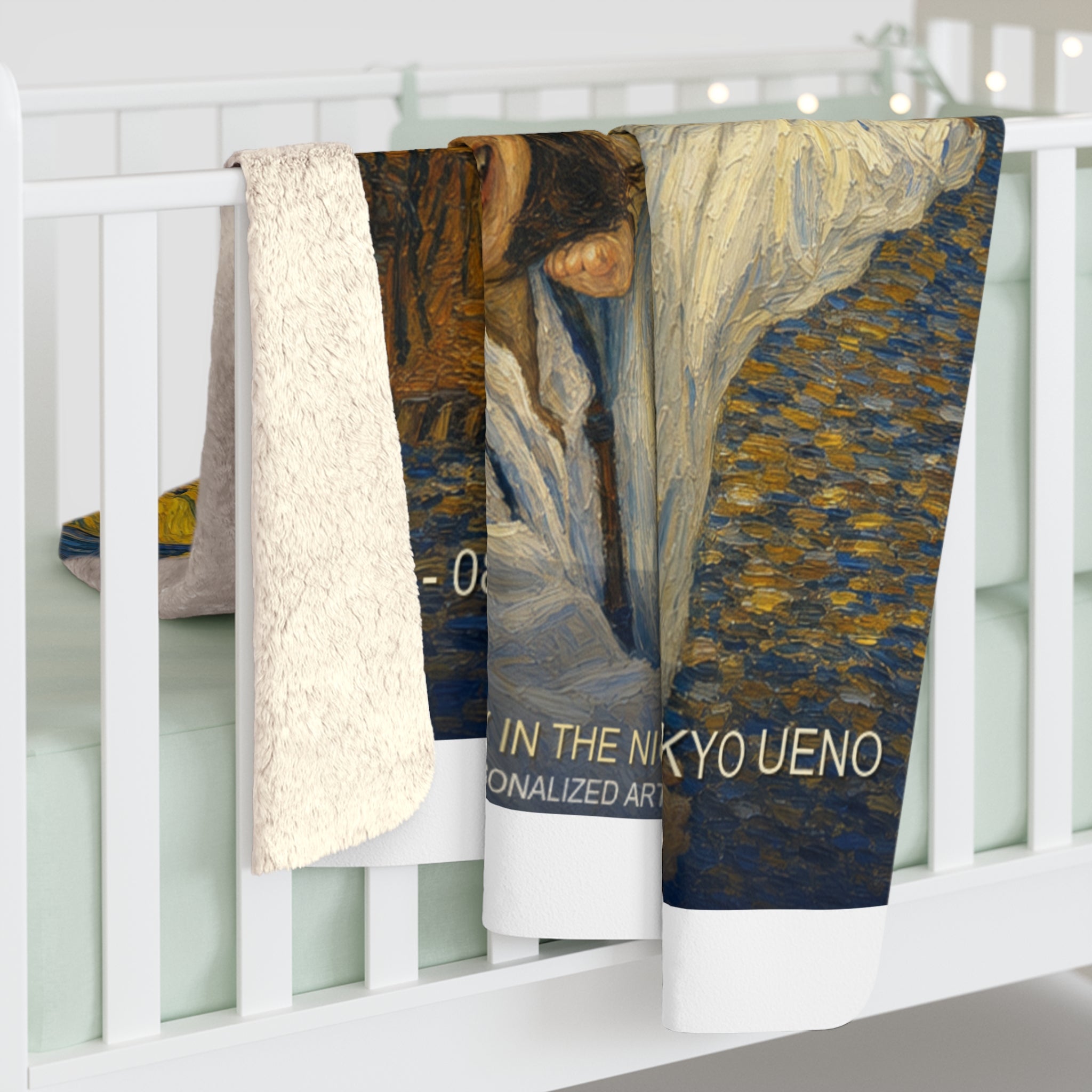 Custom Van Gogh Cafe Portrait from Your Photo - Sherpa Blanket (2026 Date)
