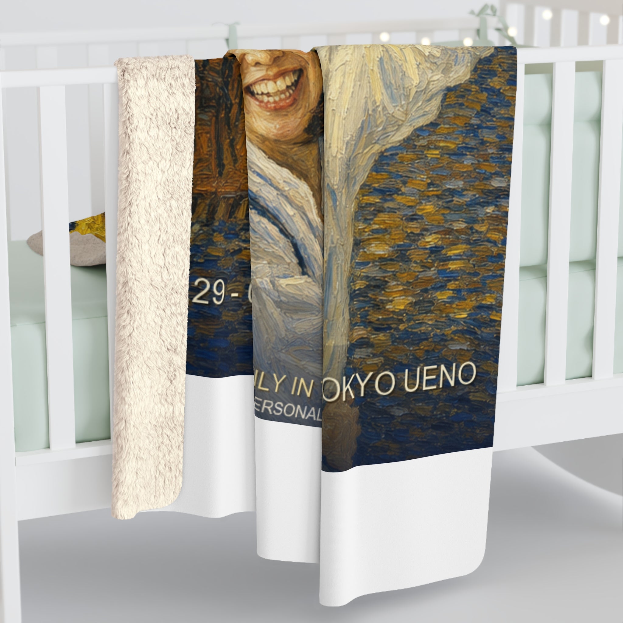 Custom Van Gogh Cafe Portrait from Your Photo - Sherpa Blanket (2026 Date)