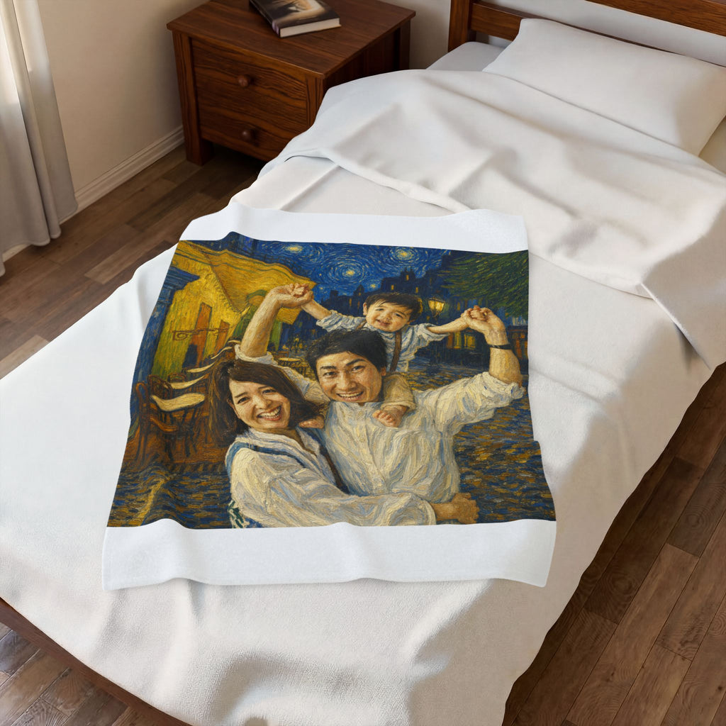 Custom Van Gogh Cafe Portrait from Your Photo - Throw Blanket (No Date)