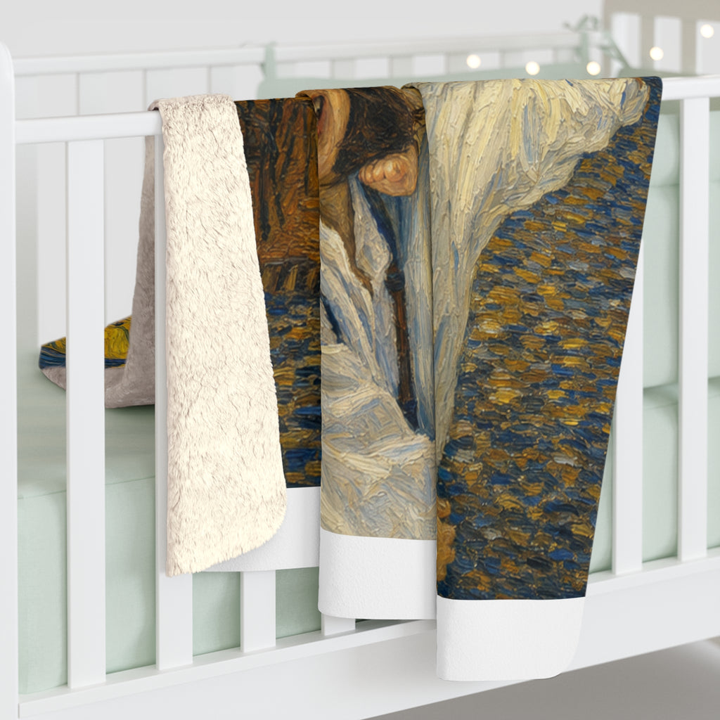Custom Van Gogh Cafe Portrait from Your Photo - Sherpa Blanket (No Date)