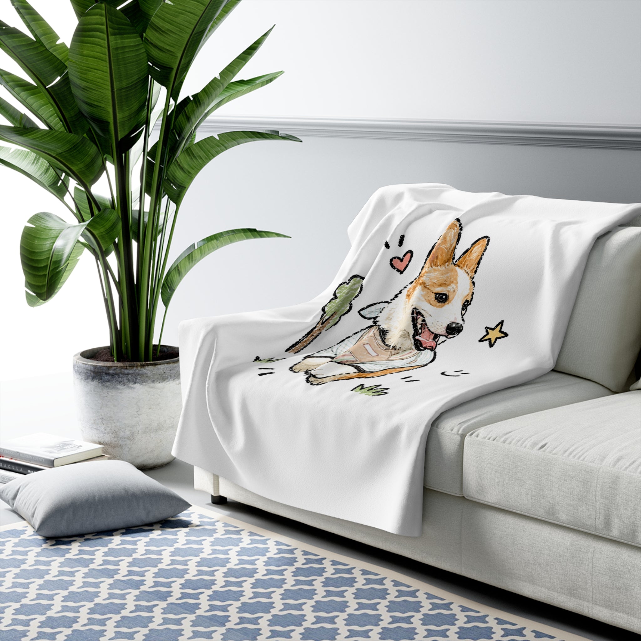 Custom Bold Doodle Portrait from Your Photo - Sherpa Blanket