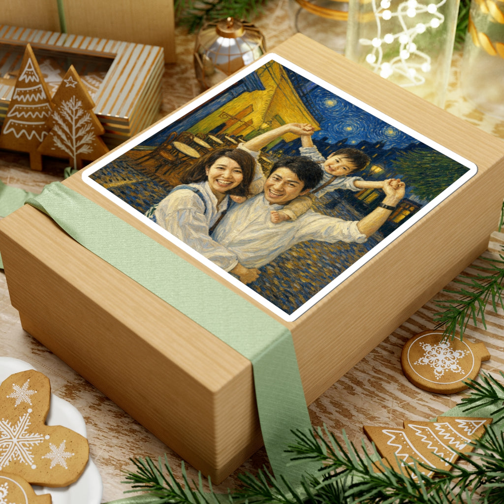 Custom Van Gogh Cafe Portrait from Your Photo - Stickers (No Date)