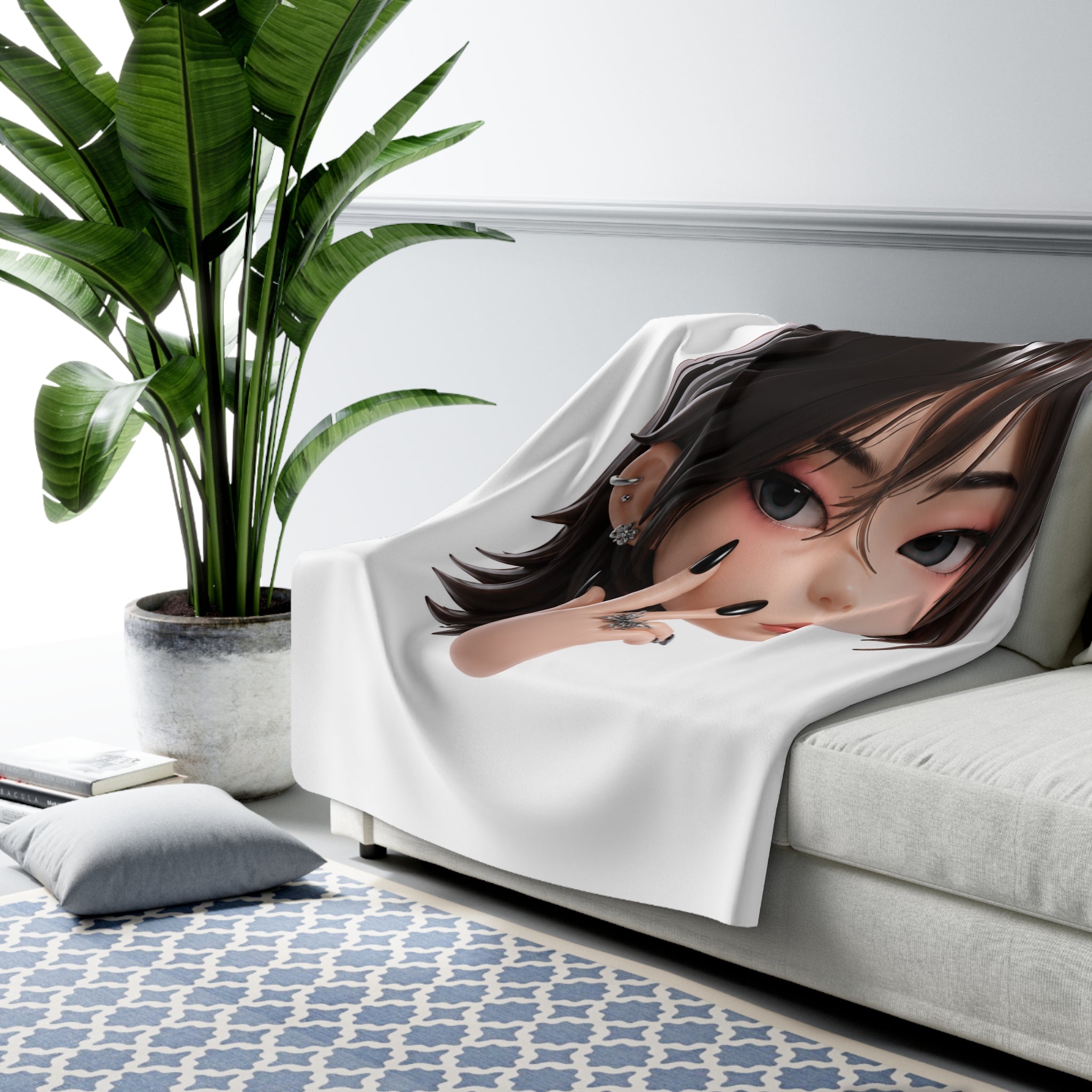 Custom Designer Toy Portrait from Your Photo - Sherpa Blanket