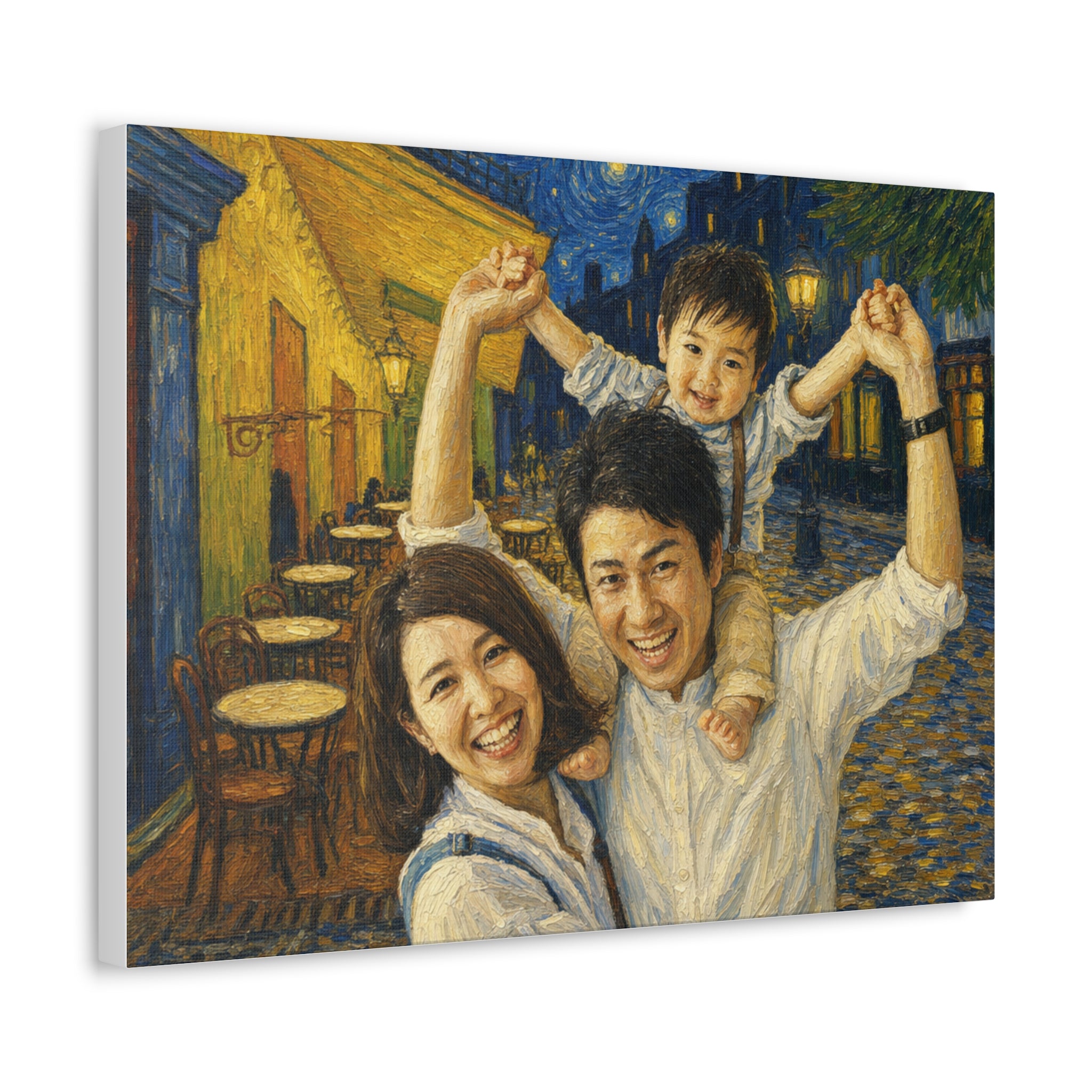 Custom Van Gogh Cafe Portrait from Your Photo - Canvas Print (2026 Date)
