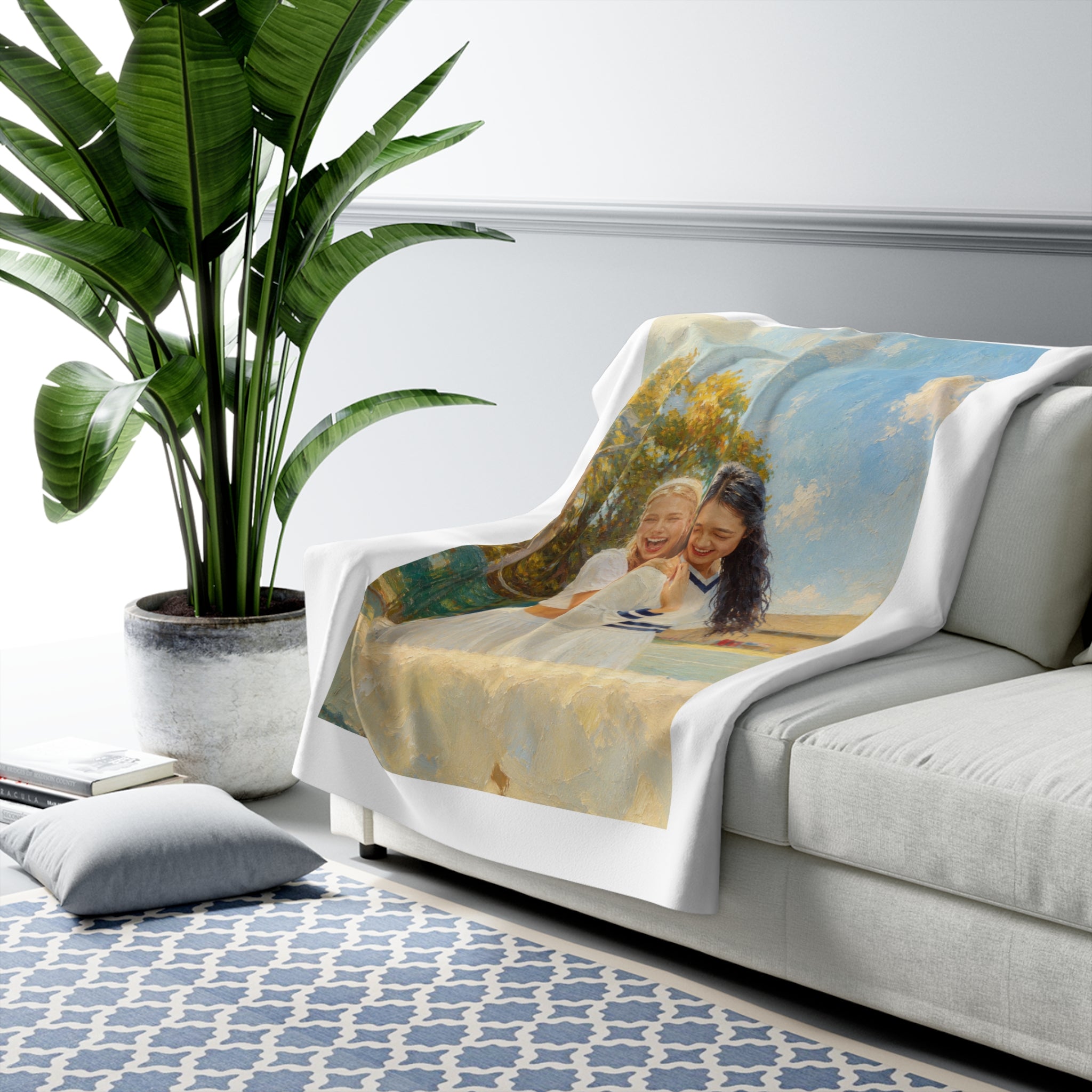 Custom Oil Painting Portrait from Your Photo - Sherpa Blanket