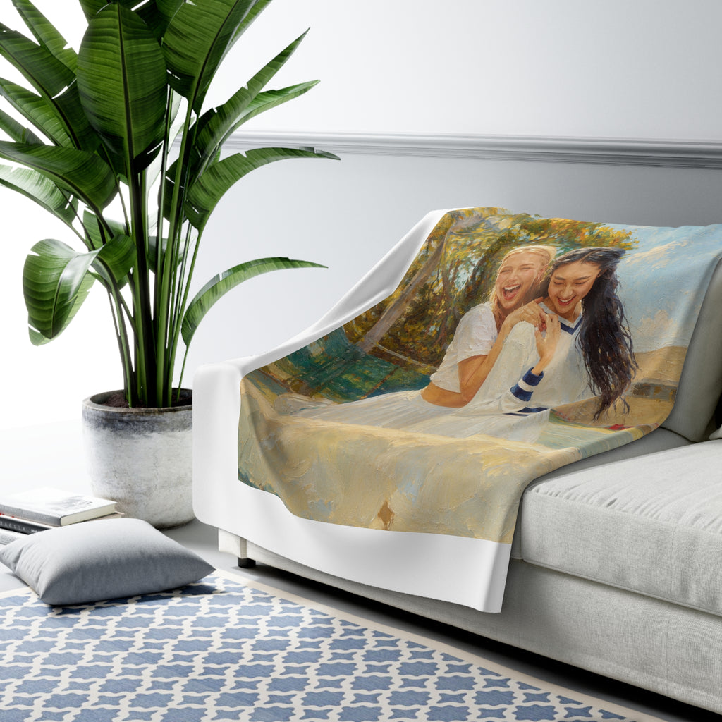 Custom Oil Painting Portrait from Your Photo - Sherpa Blanket