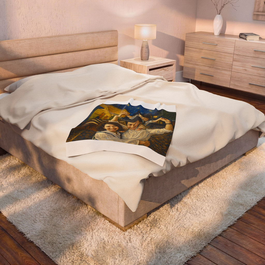 Custom Van Gogh Cafe Portrait from Your Photo - Throw Blanket (No Date)