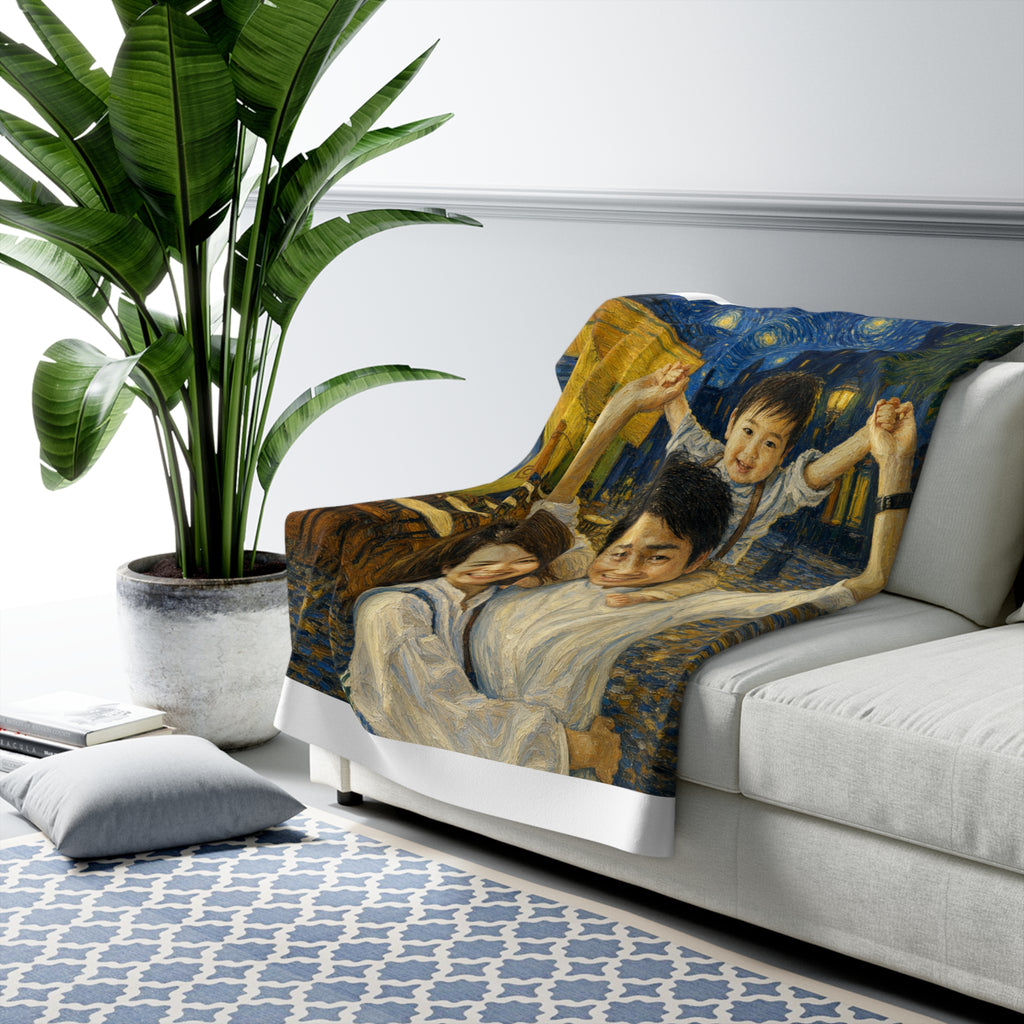 Custom Van Gogh Cafe Portrait from Your Photo - Sherpa Blanket (No Date)