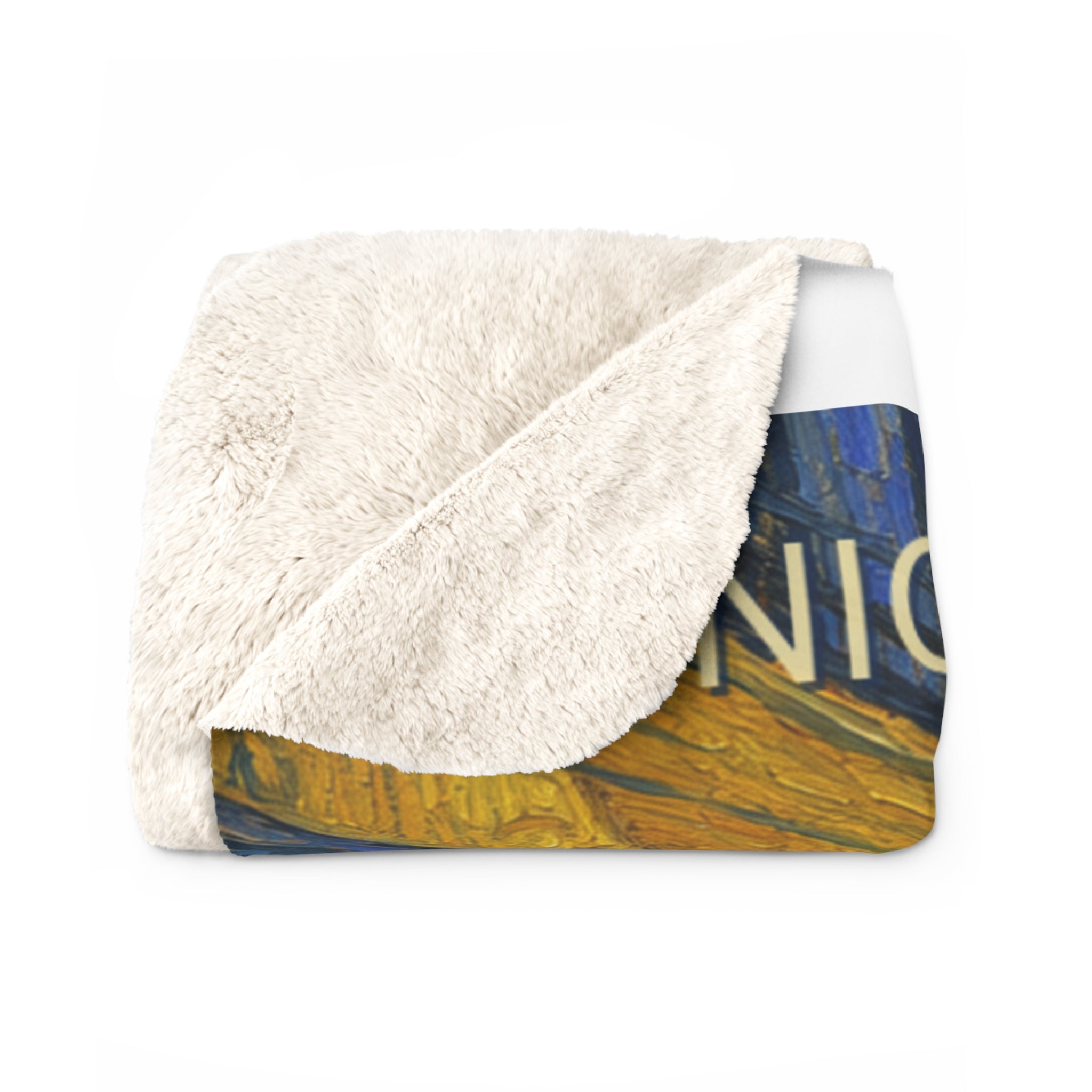 Custom Van Gogh Cafe Portrait from Your Photo - Sherpa Blanket (2026 Date)
