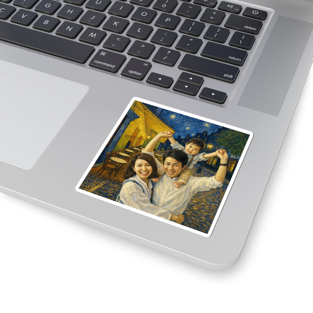Custom Van Gogh Cafe Portrait from Your Photo - Stickers (No Date)