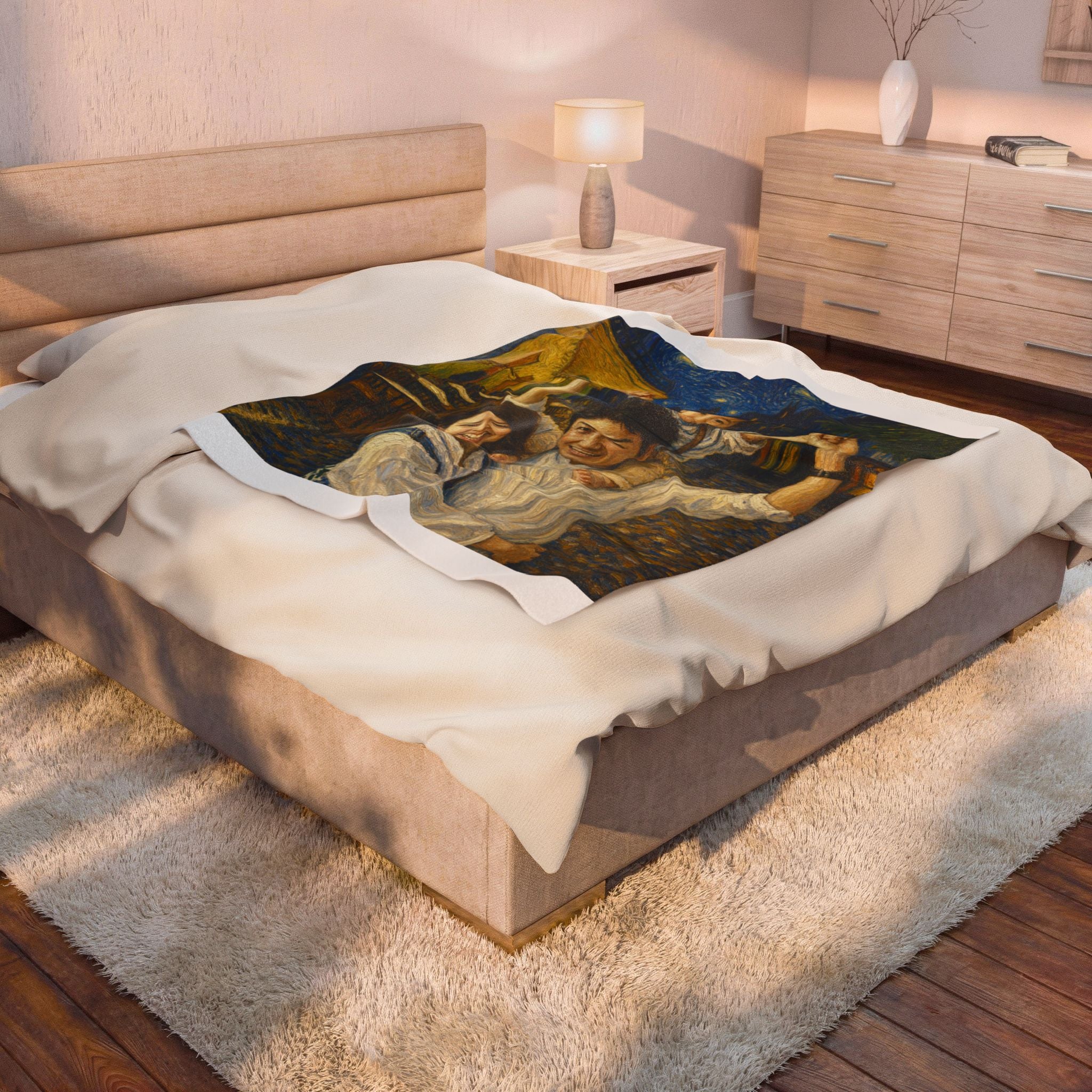 Custom Van Gogh Cafe Portrait from Your Photo - Throw Blanket (No Date)