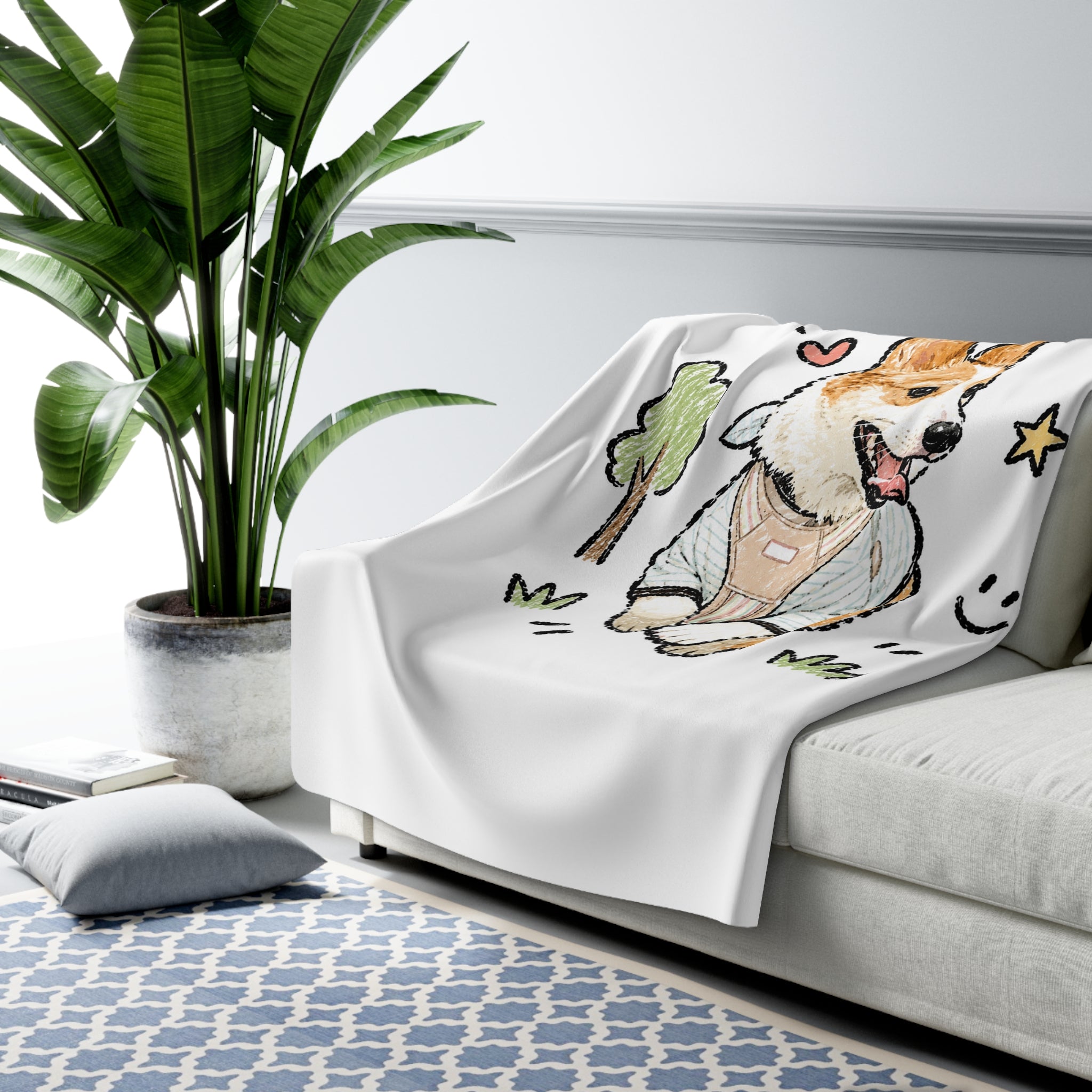 Custom Bold Doodle Portrait from Your Photo - Sherpa Blanket