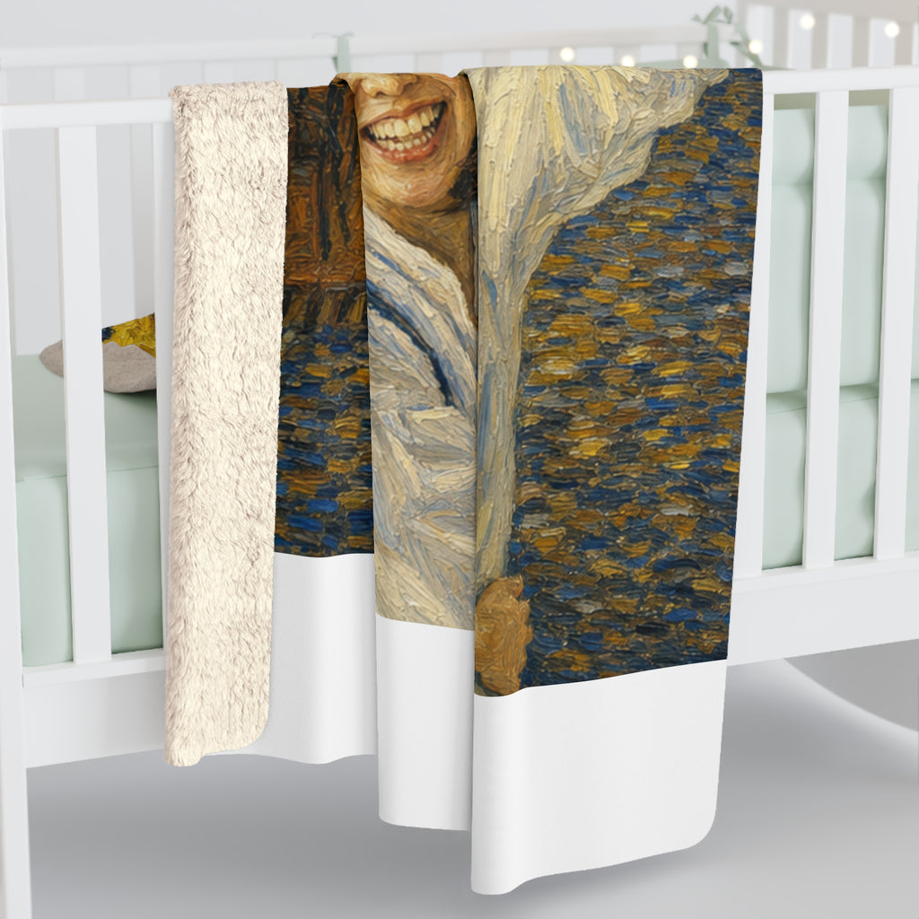 Custom Van Gogh Cafe Portrait from Your Photo - Sherpa Blanket (No Date)