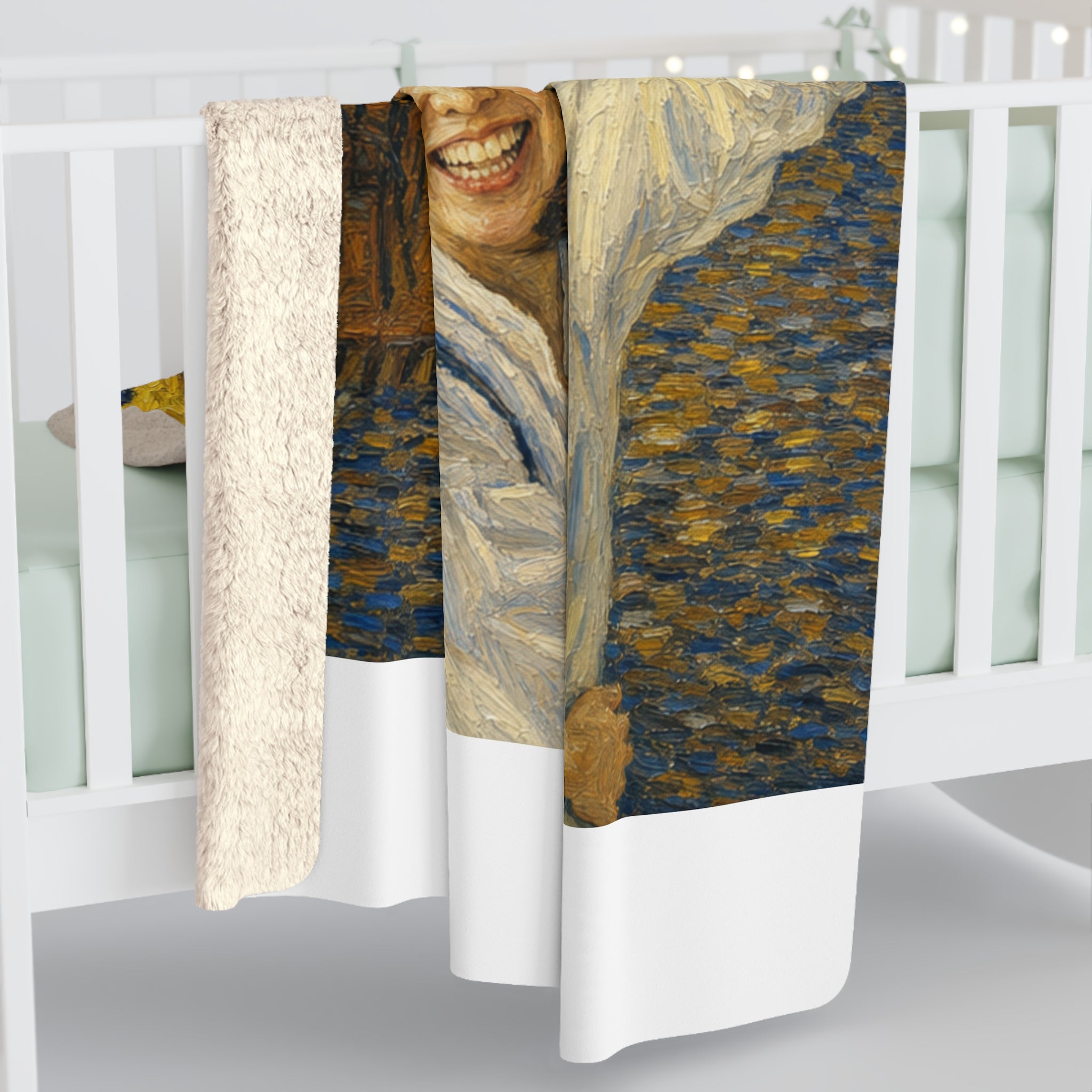 Custom Van Gogh Cafe Portrait from Your Photo - Sherpa Blanket (No Date)