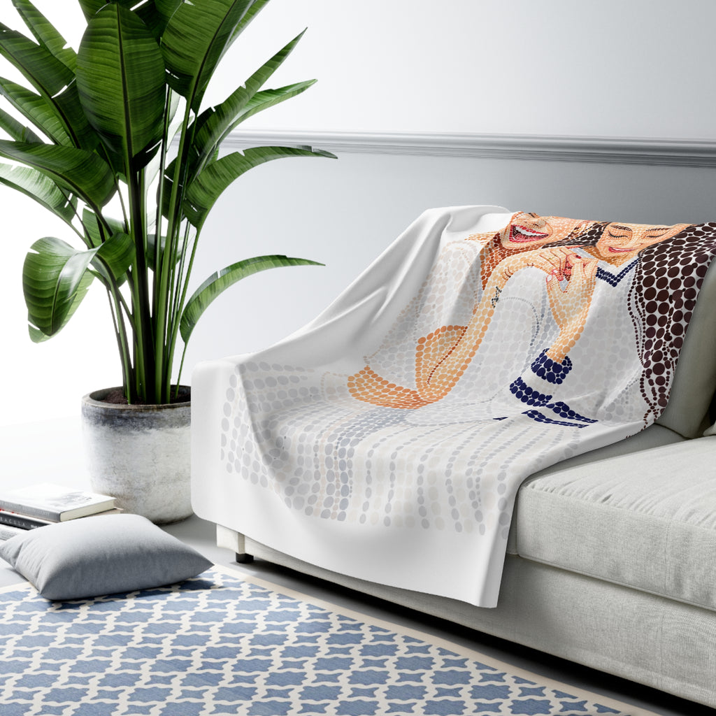 Custom Dots Portrait from Your Photo - Sherpa Blanket