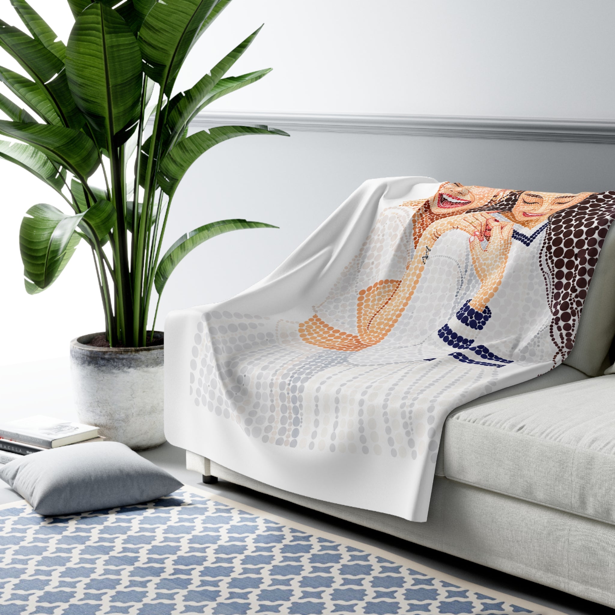 Custom Dots Portrait from Your Photo - Sherpa Blanket