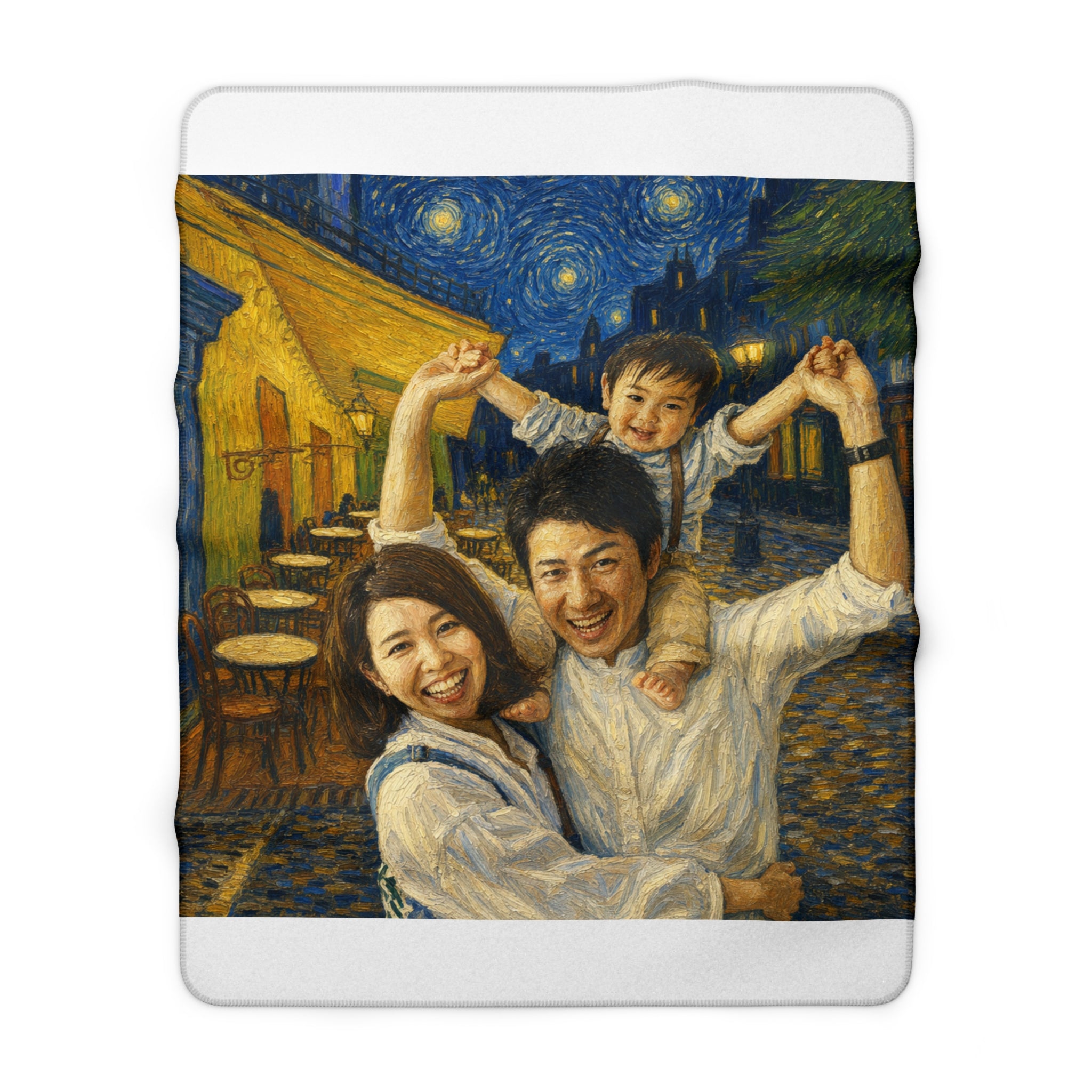Custom Van Gogh Cafe Portrait from Your Photo - Sherpa Blanket (No Date)