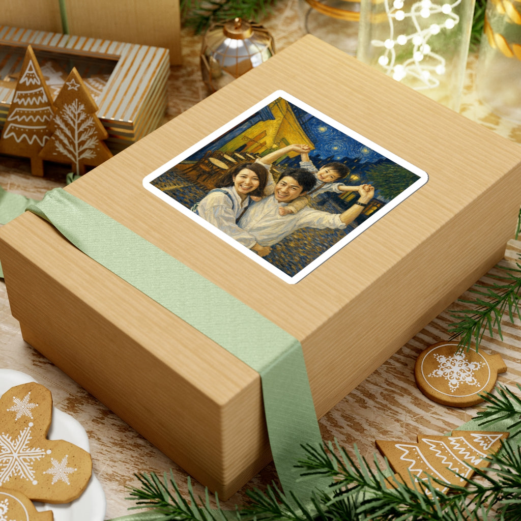 Custom Van Gogh Cafe Portrait from Your Photo - Stickers (No Date)