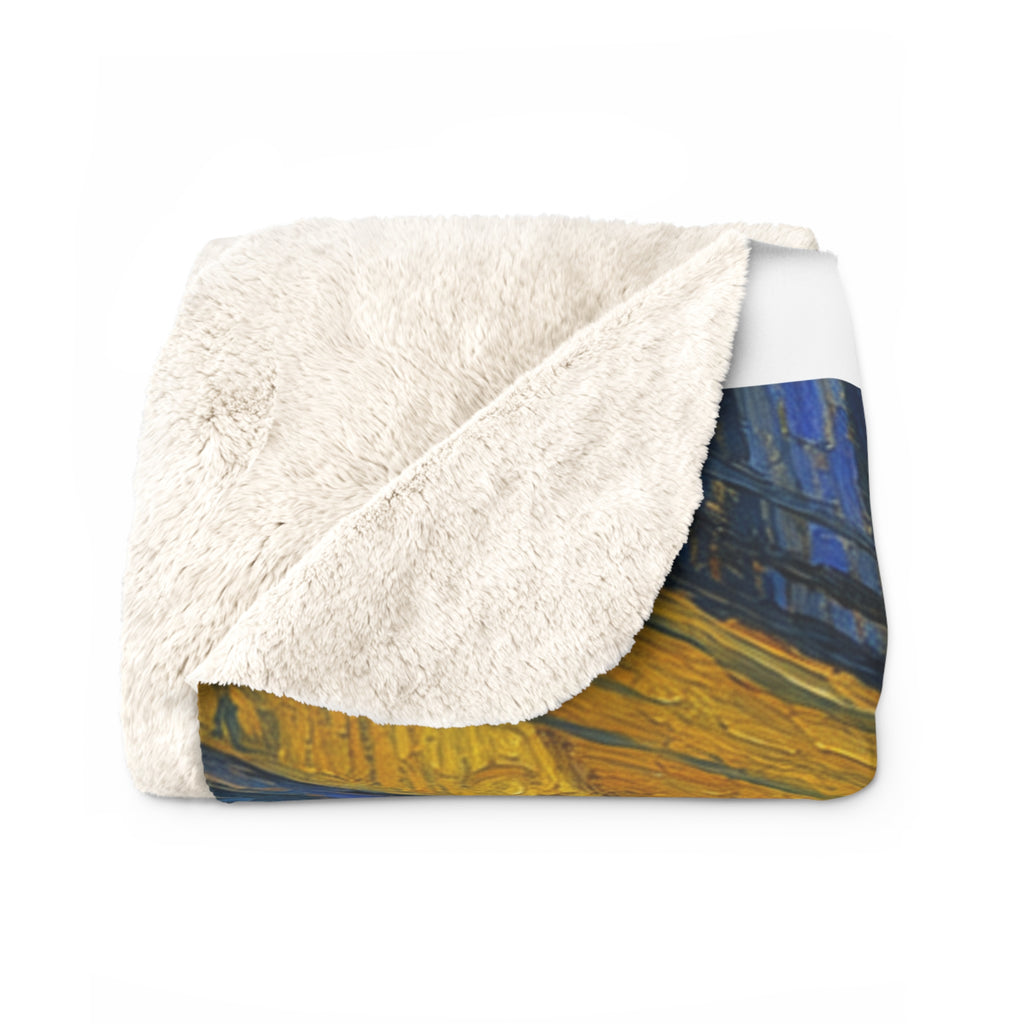 Custom Van Gogh Cafe Portrait from Your Photo - Sherpa Blanket (No Date)