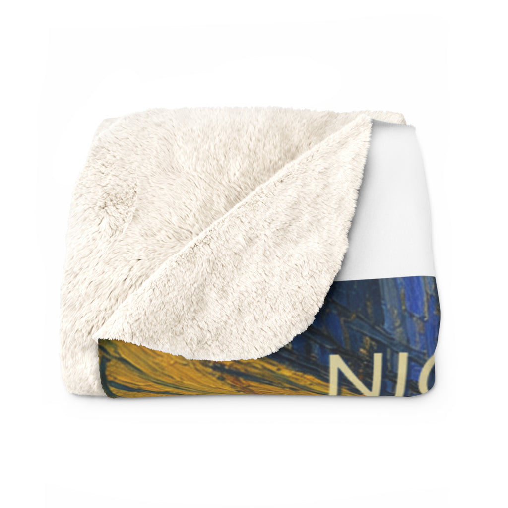 Custom Van Gogh Cafe Portrait from Your Photo - Sherpa Blanket (2026 Date)