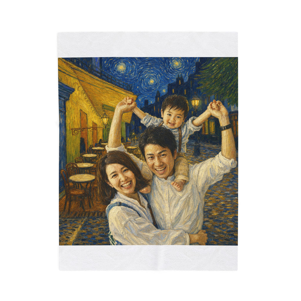 Custom Van Gogh Cafe Portrait from Your Photo - Throw Blanket (No Date)